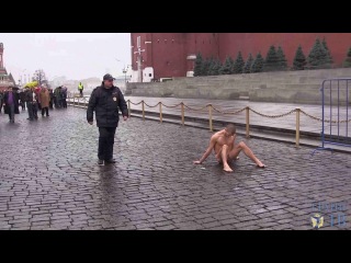 the artist pierced his balls with a nail on red square